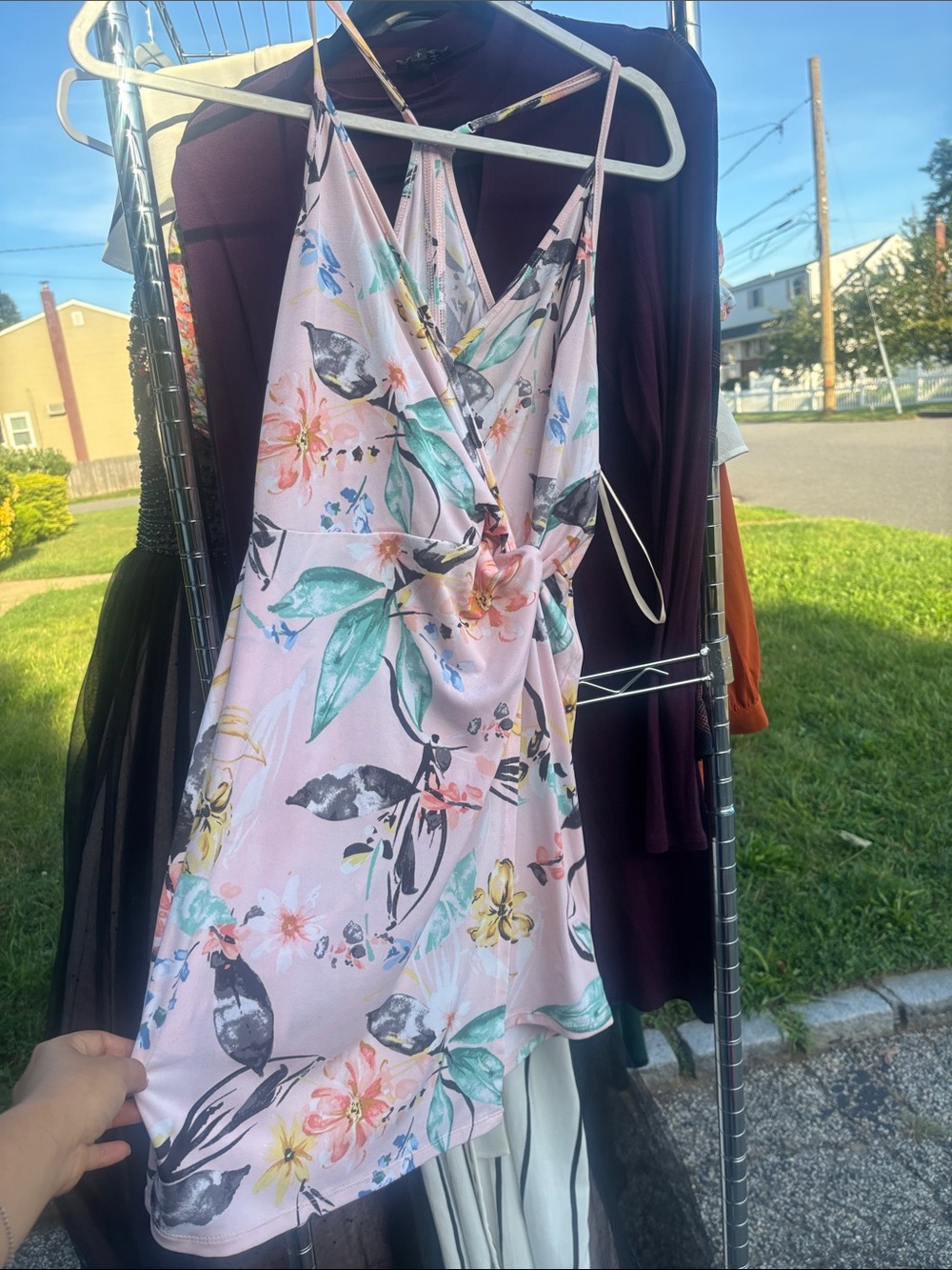 Floral Pink Twist-Front Slip Dress BCBG